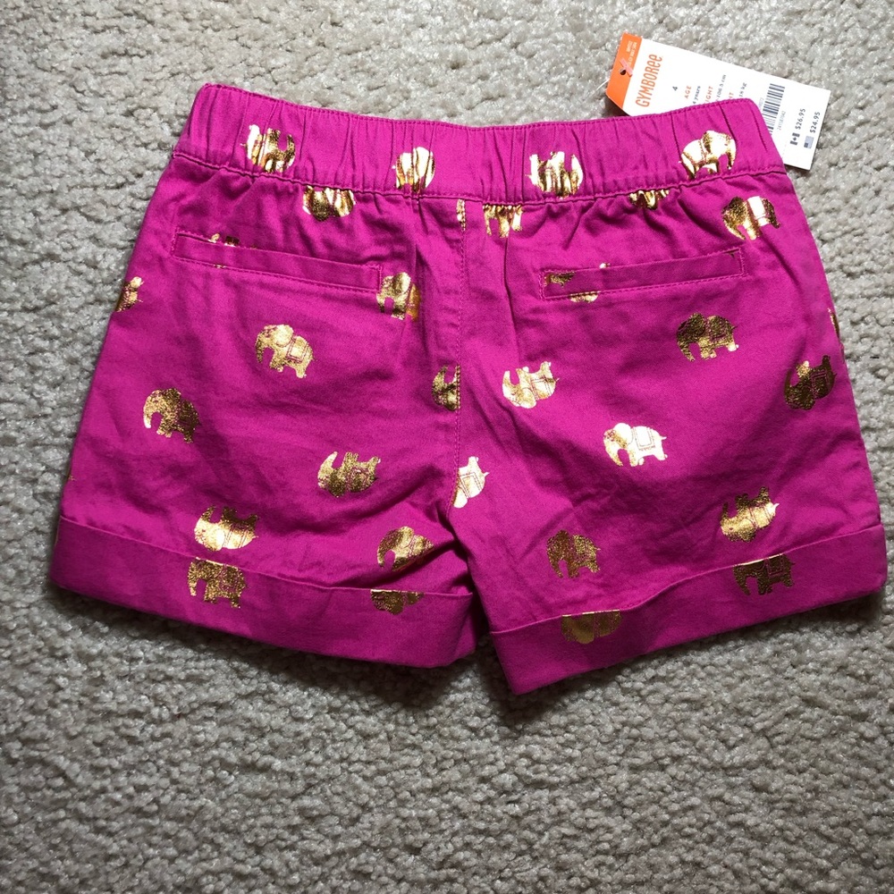 Gymboree Pink Elephant Foil Midi Shorts NWT 4 - Picture 2 of 2